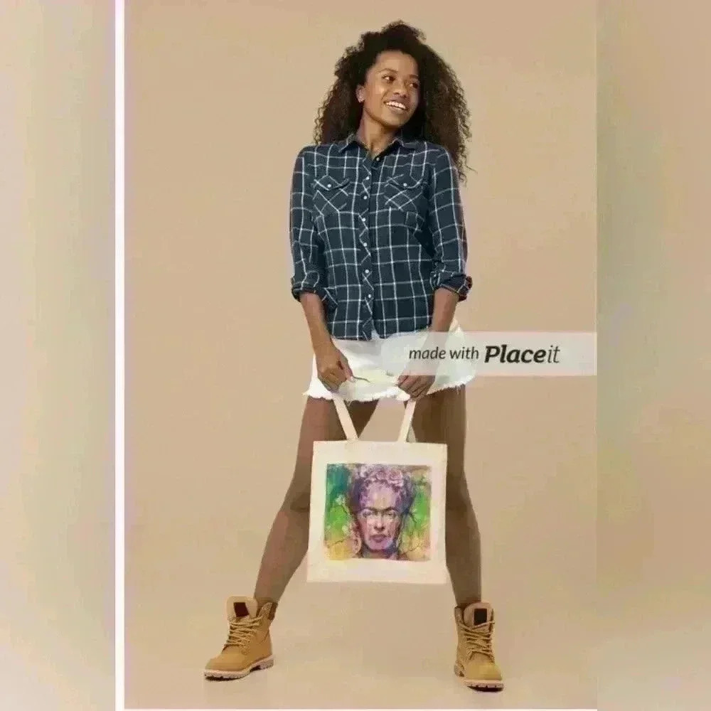 Freda kahlo pop art grunge inspired tote recyled canvas tote bag - Picture 2 of 2